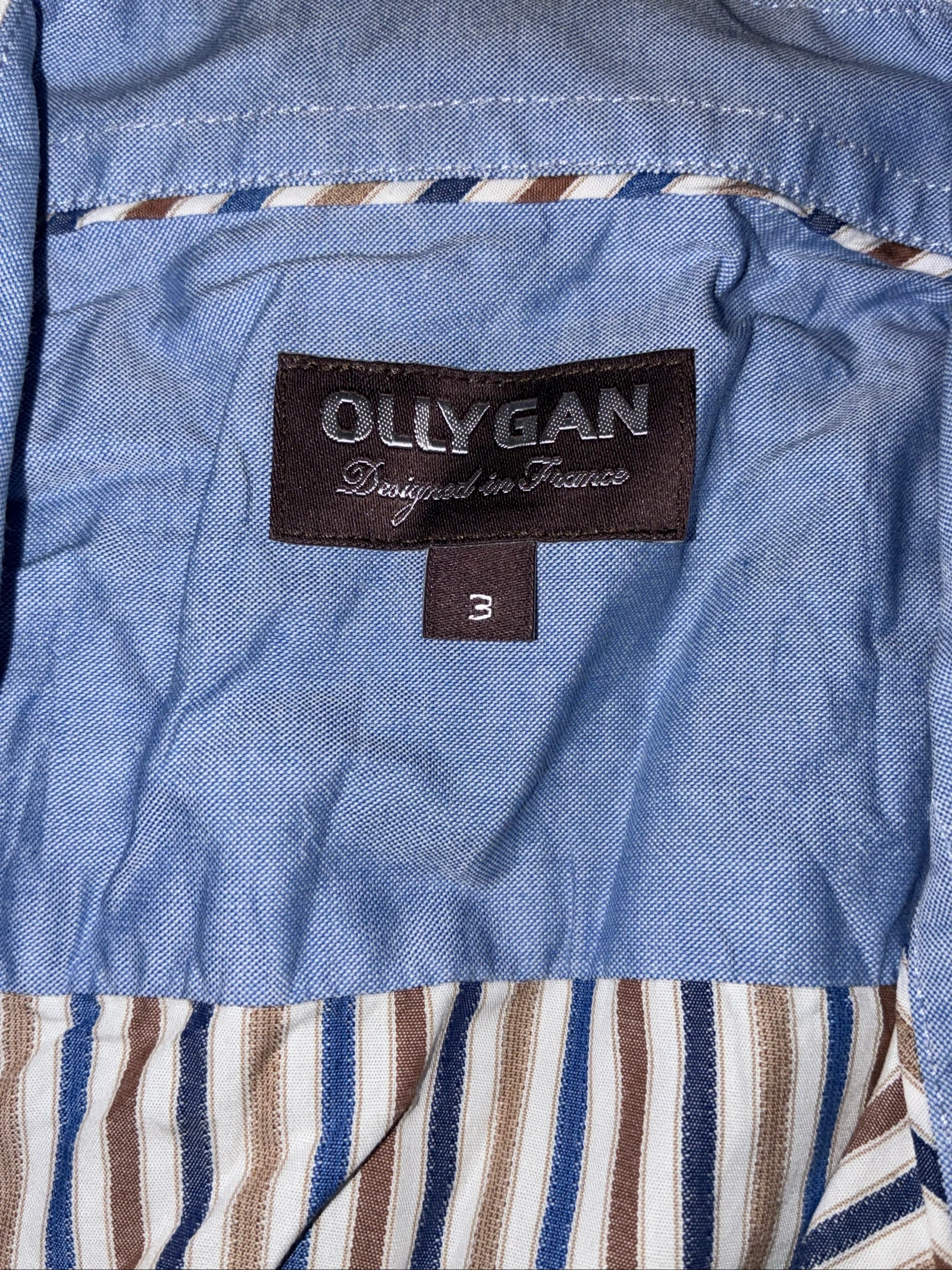 Ollygan Men's Beige and Brown Striped Shirt – photo 4